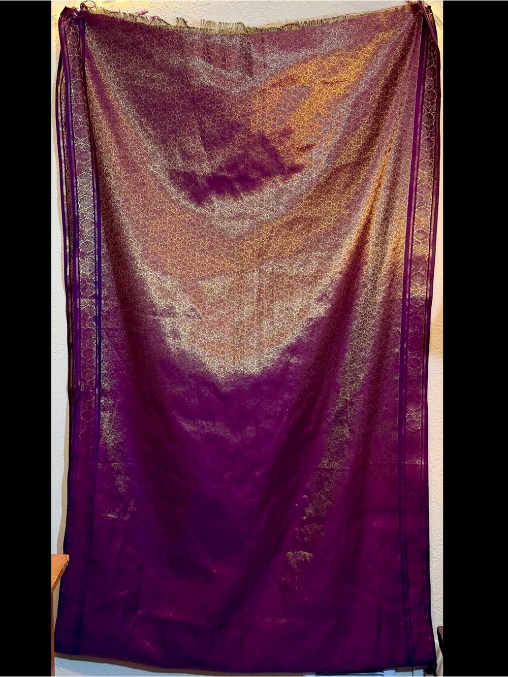 3.3 Yards Extra-Wide Art Silk Banarasi Brocade Fabric Magenta & Gold 70" wide